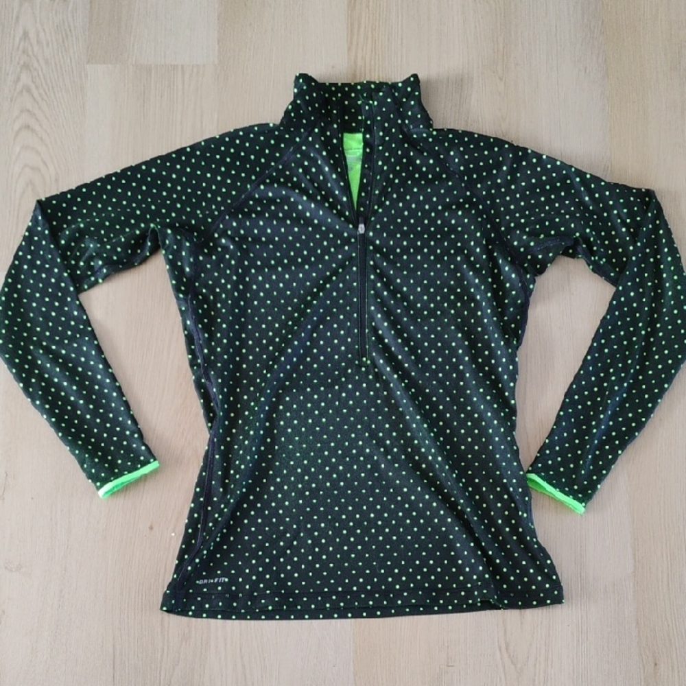 Nike Pro Neon Green And Black Polka Dot Top